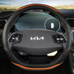 PU nahast auto roolikate KIA K5 KX5 K2 K3 GT Br&auml;ndi Rio Cerato Sportage Stinger EV6 EV6 GT EV6 GT-line jaoks RED O SHAPE gray