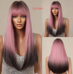 HAIRCUBE Ombre must s&uuml;nteetilised parukad punaste tukkidega, pikkade sirgete kihiliste juustega parukas naistele Cosplay Halloweeni kuumakindel parukas