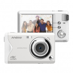 Andoer 3,0-tolline TFT kaasaskantav digikaamera 48MP 4K Ultra HD 16X suum automaatse teravustamise iseavaja n&auml;gu valge