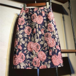 Naiste &otilde;huke A-kujuline seelik Elegantne Lady Rose Print k&otilde;rge v&ouml;&ouml;kohaga seelik p&otilde;lve pikkusega L