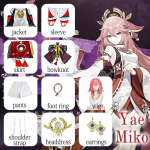 Yae Miko Cosplay kost&uuml;&uuml;mivorm parukas Cosplay Anime Hiina stiilis Halloweeni kost&uuml;&uuml;mid naistele m&auml;ng L-(Full set+wig)