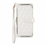 Diamond Multifunktsionaalne kahekihiline telefonikoti &uuml;mbris iPhone'ile Samsung Xiaomi Google Zipper Wallet Funda koos PU-nahast k&auml;erihmaga Samsung A72 5G valge