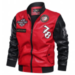 Nahkjakk Meeste jakk Talvine Meeste Kunstnahast Bomber Pilot jakid Meeste Fliismantlid 4xl L punane