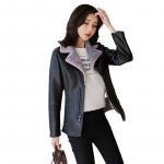 Nahast ja karusnahast integreeritud karusnahast jope naistele s&uuml;gisel ja talvel, pehme ja paks isolatsioon, lambakarvad, &otilde;huke liibuv naiste karusnahast jope XXXL