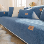 Paksendatud villane sametdiivani kate Talvine soe elutoa diivan seljatugi k&auml;etugi padi pehme libisemiskindel tolmukindel dekoratiivne kate 110x210cm 1pcs sinine
