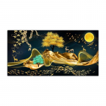 Abstraktne maastik l&otilde;uendimaal Kuldsed p&otilde;drad ja puud L&otilde;uend Seinakunst Plakatid ja prindid Elutoa raamideta pildid 20x40cm no frame tsitriin