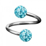 Labret augustamise juveeli spiraalne kuulr&otilde;ngas t&uuml;rkiissinine kristallkattega terasvaiguga, l&auml;bim&otilde;&otilde;t 8 mm