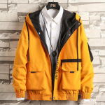 Mehed Cargo Bomber jakid Jaapani Steetwear S&uuml;gis suured taskud Harajuku Hip Hop Tuulejoped M kollane