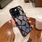 Glitter Geometric 3D Diamond l&auml;bipaistev telefoni&uuml;mbris iPhone 15 14 13 12 11 Pro Max Luxury Plating P&otilde;rutuskindel kaitsekate iPhone 15 Pro Max must