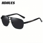 HdHues Unisex polariseeritud mood suured metallraamiga p&auml;ikeseprillid, UV400 must