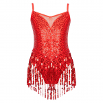 T&uuml;drukute V-kaelusega varrukateta s&auml;delevad litrid, tutid, &auml;&auml;ris, ladina tants, uisutamise kombinesoon, lavakost&uuml;&uuml;mid 5-6 Years punane