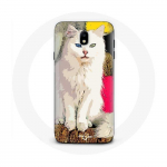 &Uuml;mbris Samsung Galaxy S5 T&uuml;rgi kaubiku valgele siniste ja kollaste silmadega kassile