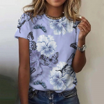 Naiste l&uuml;hikeste varrukatega T-s&auml;rk 3D Butterfly Summer Print Fashion Harajuku Leisure Street Hip Hop T-s&auml;rk naiste uus v&auml;ljalase XXS valge