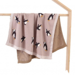 100x80 cm kootud multifilmi pingviin beebitekk imiku jalutusk&auml;ru kate, m&auml;hkimis&uuml;mbris beež