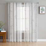 Hallid valged puuoksad L&auml;bipaistvad kardinad elutuppa Moodne Voile kardin Magamistoa T&uuml;llkardinad Aknakatted Dekoor W135 x H160cm