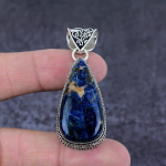 Natural Sodalite Gemstone Handmade 925 Sterling Silver Gift Pendant 2.17 t6n53