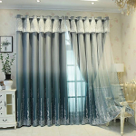2 TK P&otilde;hjamaade stiilis Lihtsad pimendavad kardinad Magamistoa Elutuba Elegantne tikitud kahekihiline riidest l&otilde;ng perforeeritud kardinad W150*H270cm*2pcs tumeroheline v&auml;rv