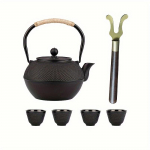 1 komplekt malmist teekomplekt 40,58oz Vastupidav malmist teekann koos tees&otilde;ela ja 4 tassiga 1 kannu kahvel &otilde;ues pikniku jaoks Kodurestorani teetuba Teejuurdep&auml;&auml;s 1200ml