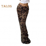 Naiste seelik k&otilde;rge v&ouml;&ouml;kohaga Leopardimustriline tupp kalasaba kuju p&otilde;randa pikkus t&otilde;mblukk, poolavatav hingav pehme peo&otilde;htu balli seelik L kohv