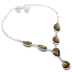 Natural Olive Topaz Gemstone Handmade 925 Sterling Silver Necklace 18 f8t03