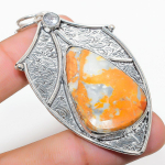 Natural Maligano Jasper, White Topaz 925 Sterling Silver Pendant 2.76 y0m69