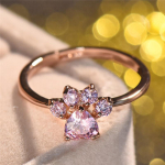 S&uuml;damel&otilde;igatud roosa kivi CZ k&uuml;&uuml;nis kass koera k&auml;pa s&otilde;rmus roosi kullav&auml;rvi kihlus printsess reguleeritav s&otilde;rmus pulmapaela s&otilde;rmus s&otilde;brap&auml;eva kingitus roosa