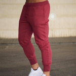 Fashion sports trousers men's trousers fitness football training trousers Slim casual trousers small feet Men's trousers M punane