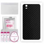 apgo Protective Skin Sticker for the back compatible with Kruger&Matz Move 6 Plus, Wrap Film, Foil, Vinyl - Pattern Carbon Black