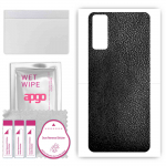 apgo Protective Skin Sticker for the back compatible with Vivo Y30 V2034A, Wrap Film, Foil, Vinyl - Pattern Black Leather