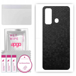 apgo Protective Skin Sticker for the back compatible with Tecno Camon 18T, Wrap Film, Foil, Vinyl - Pattern Black Honeycomb
