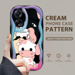 Armas koomiksimustriga kreemjas tekstuuriga korpus, lainelise servaga pehme silikoonkaanega telefoni&uuml;mbris OPPO Reno Realme jaoks OPPO A15 valge