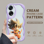 Armas koomiksimustriga kreemjas tekstuuriga korpus, lainelise servaga pehme silikoonkaanega telefoni&uuml;mbris OPPO Reno Realme jaoks OPPO A15 valge