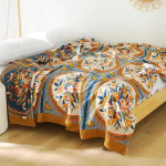 Uus puuvillane tekk vooditele Boho diivan r&auml;tik Suvine lahe tekk vabaaja tekk Pehme mandala voodikate Kahepoolne lina 150x200cm beige