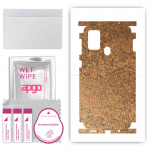 apgo Protective Skin Sticker for the back+sides compatible with Samsung Galaxy F41, Full Wrap Film, Foil, Vinyl - Pattern Rusty Copper