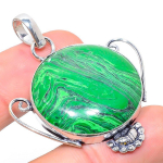 Natural Mosaic Jasper Gemstone Handmade 925 Sterling Silver Pendant 1.93 w4u55