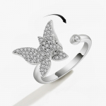 SMJEL Fidget Spinner Ring &Auml;revus naistele Mitme kristallist lillega silma liblikas loomas&otilde;rmus P&ouml;&ouml;ratav stressivastane pulmaeht resizable