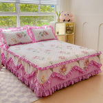 100% puuvillane King Queen Size Princess pitsvoodi seelik, paks tepitud voodikate Puhas puuvillane voodikate ilma padjap&uuml;&uuml;rita 180x220x45cm 1pc