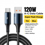 Essager 6A USB-t&uuml;&uuml;pi C-kaabel Xiaomi 11 Realme Huawei 120 W kiirlaadimislaadija USB C-andmesidekaabli C-t&uuml;&uuml;pi kaabel Samsung OPPO jaoks 1m sinine