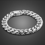 Meeste ehtsad 100% 925 sterling h&otilde;bedast k&auml;ev&otilde;rud &auml;&auml;rekivi Kuuba kett 10 MM 7-10 tolli Itaalia h&otilde;bedast k&auml;ev&otilde;rud punki peened ehted kingitus 7 inches
