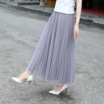 Kolmekihiline l&otilde;nga seelik Naiste keskmise pikkusega elastne v&ouml;&ouml;koht k&otilde;rge v&ouml;&ouml;kohaga A-line seelik Plisseeritud seelik &otilde;rn seksikas S hall