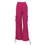 P&uuml;ksid Naiste P&uuml;ksid S&uuml;gis K&otilde;rge V&ouml;&ouml;koht Vabaaja Laiade S&auml;&auml;rtega P&uuml;ksid Roosa Harajuku Streetwear Joggers Pantalones Cargop&uuml;ksid L roosa punane v&auml;rv