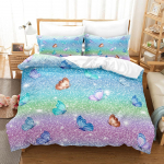 Liblikas Voodipesukomplekt 3D Naistele ja T&uuml;drukutele Tekikott ja Padjap&uuml;&uuml;rid T&auml;issuurus Luksuslik Kate Kuninga ja Superkuninga Voodikate Kingitused Baby 100x135cm