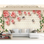 Euroopa fototapeet Luksuslik romantiline roos Pehme koti seinamaal Rooma veeru 3D tapeet Kodukaunistus 200 cm(W) x 140 cm(H)