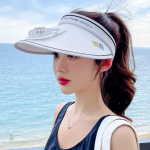 USB-laadimisventilaatoriga p&auml;ikesem&uuml;ts naistele, suure &auml;&auml;rega visiir ja UV-kaitse valge