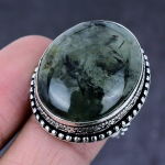 Prehnite Gemstone Handmade 925 Steling Silver Gift Jewelry Ring Size 9 o7j53