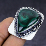 Malachite Gemstone handmade 925 Sterling Silver gift Jewelry Ring Size 8 M7R94