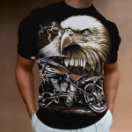 Mootorrataste meeste T-s&auml;rk 3D Prindiga L&uuml;hikeste varrukatega Vintage Classics T-s&auml;rk Meeste Street Ride Biker Tops Riietus Suurem&otilde;&otilde;duline T-s&auml;rk 2XL
