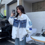 Ameerika retro&otilde;mblustikandid Denim pesapalli vormijakk naiste kevadine ja s&uuml;gisene vaba korea stiilis XXL