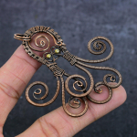 Natural Octopus Gemstone Handmade Copper Wire Wrap Jewelry Pendant 3.03 k1v35