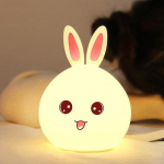 Big Face Rabbit Silikoonist &ouml;&ouml;valgusti v&auml;rvi muutev LED-lamp puutetundliku sensoriga USB-taaslaetav, t&auml;iuslik kaunistus